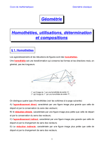 Géométrie classique - Homothéties, utilisations, détermination et compositions