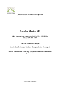 Annales Opto&eacute;lectronique Syst&egrave;me - Examens Master SPI UVSQ