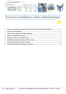 PV Exercices Installation solaire photovoltaique