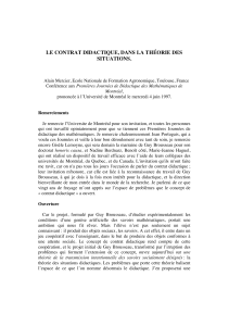 1999,10,18,Le contrat didactique dans la TSD, Mercier, CONFERENCE, Doctorat Honoris Causa de Guy Brousseau, Montréal