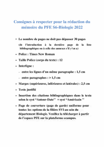 Consignes de rédaction du mémoire du PFE-Biologie S6-2022