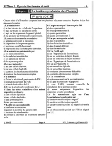 Bac Sciences Reproduction Humaine Chez l'Homme