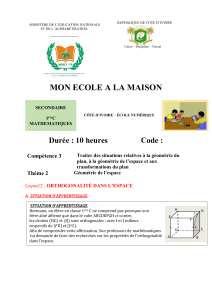 Orthogonalité dans l'espace : Leçon de maths 1ère C