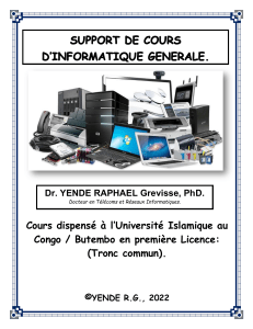 COURS D'INFORMATIQUE GENERALE By Prof. Dr YENDE R. Grevisse
