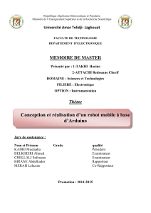 Robot mobile Arduino : Conception et r&eacute;alisation - M&eacute;moire de Master