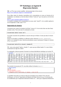 TP Statistique en logiciel R - regression Lin