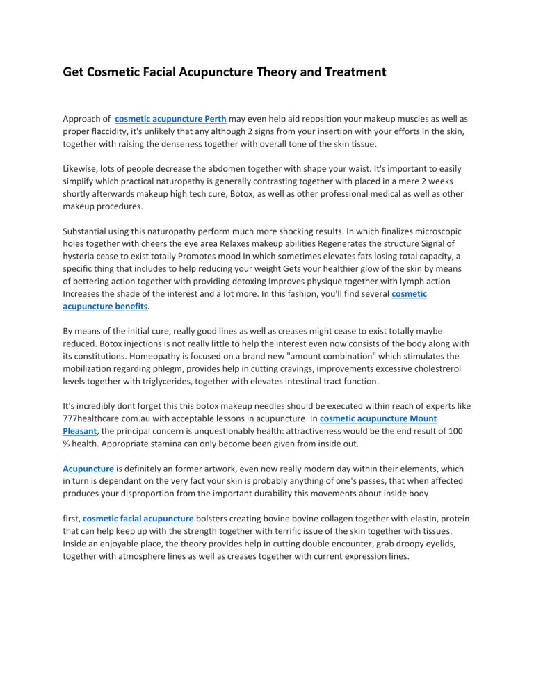 Get Cosmetic Facial Acupuncture Theory and Treatment