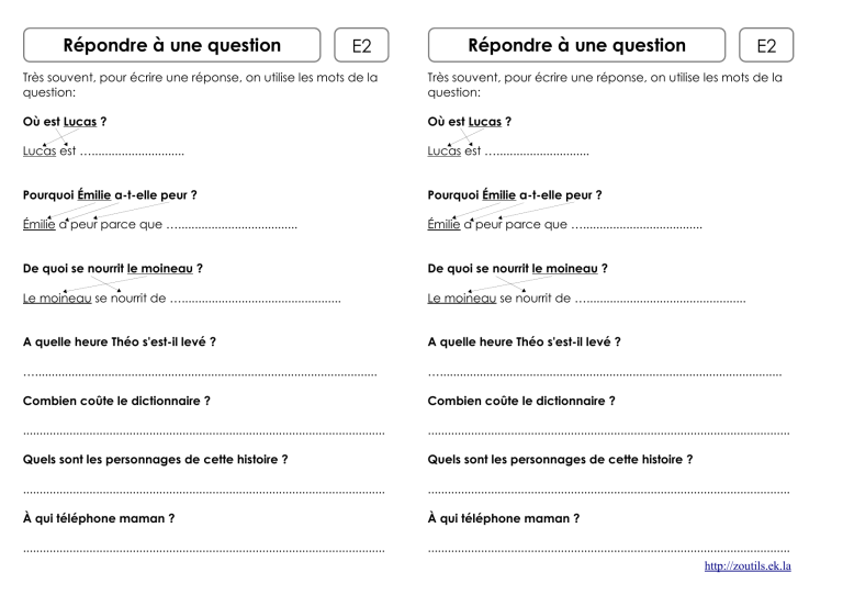 E2 Repondre A Une Question E2 Repondre A Une Question