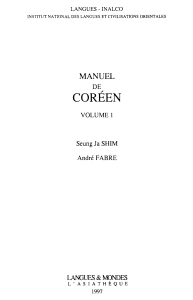 Manuel de coréen (volume 1) - Inalco