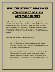 Supply medicines to pharmacies by dispensary supplies wholesale market
