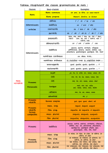 Tableau classes grammaticales couleurs