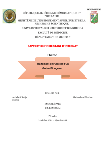 Goitre Plongeant : Rapport de Stage Chirurgical