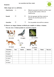 evaluation les caractéres des etres vivants