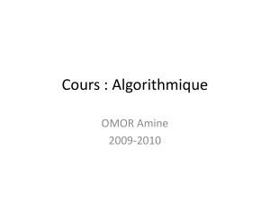 Cours Algorithmique : Codage, Variables, Boucles et Tableaux