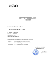 Certificat de Scolarité DPFIM2 2022-2023 ERIC HILOLLE SAGNA