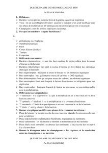Questionnaire de Microbiologie: Concepts et Pathogénicité
