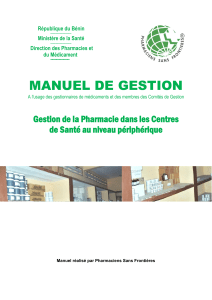 Manuel de Gestion Pharmacie Centres de Santé Bénin