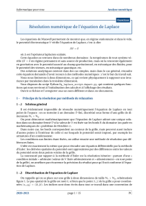 Résolution numérique équation Laplace : Exercices