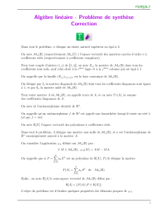 Alg&egrave;bre Lin&eacute;aire: Probl&egrave;me de Synth&egrave;se Corrig&eacute;