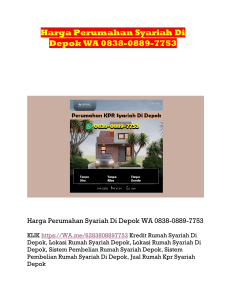 Harga Perumahan Syariah Di Depok WA 0838-0889-7753