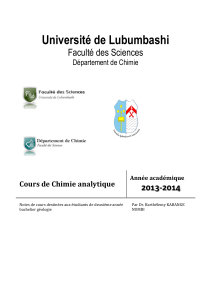 Cours de Chimie analytique (Bachelier 2)