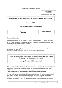 Concours Professeur des &Eacute;coles - Sujet d'Examen Fran&ccedil;ais 2020