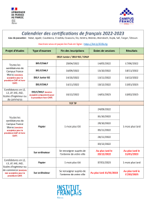 Calendrier des certifications 22-23