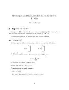 Mécanique quantique, résumé du cours du prof. F. Mila - ENIT
