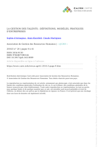 Gestion des talents : D&eacute;finitions, Mod&egrave;les, Pratiques
