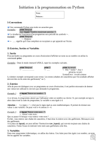 Initiation à la programmation en Python