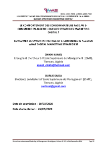 LE COMPORTEMENT DES CONSOMMATEURS FACE AU ECOMMERCE EN ALGERIE - QUELLES STRATEGIES MARKETING