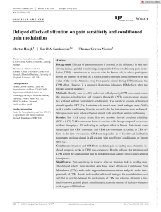 European Journal of Pain - 2019 - Hoegh - Delayed effects of attention on pain sensitivity and conditioned pain modulation