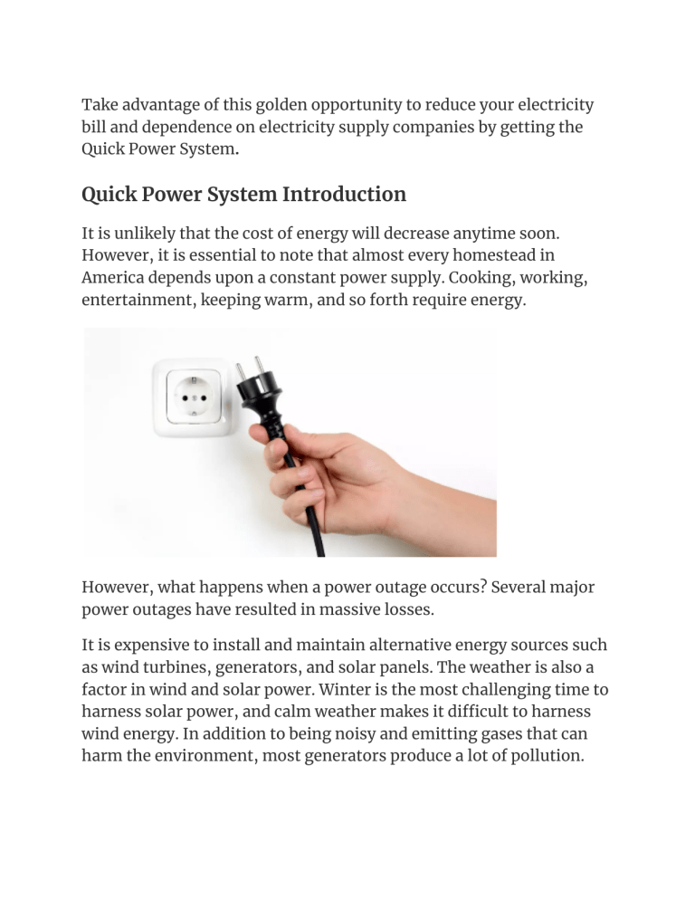 Quick Power System Reviews – Download Plans And Blueprint PDF image.