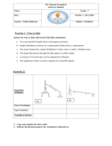 chemistry -Grade 7 - worksheet (separation techniques)