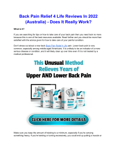 Back Pain Relief 4 Life Reviews In 2022 (Australia)