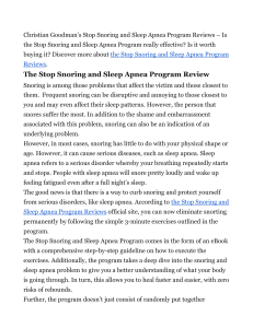 The Stop Snoring and Sleep Apnea Program Reviews