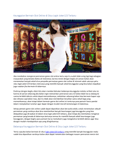 Keunggulan Bermain Slot Online di Situs Login Joker123 Terbaru