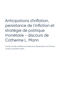 Catherine L. Mann Anticipations d'inflation, persistance de l'inflation et stratégie de politique monétaire 2022 (1)