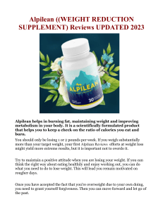 Alpilean ((Weight Loss Supplement)) Reviews UPDATED 2023