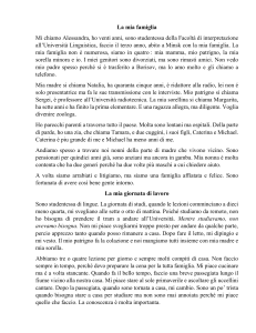 Saggio in italiano: Famiglia, studi e vita quotidiana