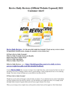 Revive Daily Reviews [Official Website Exposed] 2022 Customer Alert!