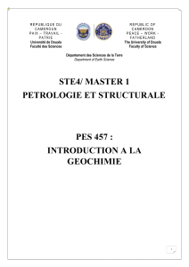 PES457 INTRODUCTION A LA GEOCHIMIE