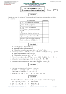 Fiche d'exercice N°6 2nde C Polynôme et fraction rationnelles