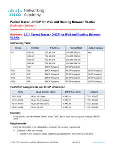 1.2.1 Packet Tracer - DHCP for IPv4 and Routing Between VLANs - ITExamAnswers