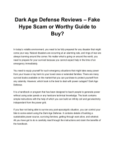 Dark Age Defense Reviews – Fake Hype Scam or Worthy Guide to Buy 