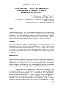 Norme d’écriture   Etat des trois départements d’enseignement de tamazight en Algérie (Tizi-Ouzou  Bejaia  Bouira)