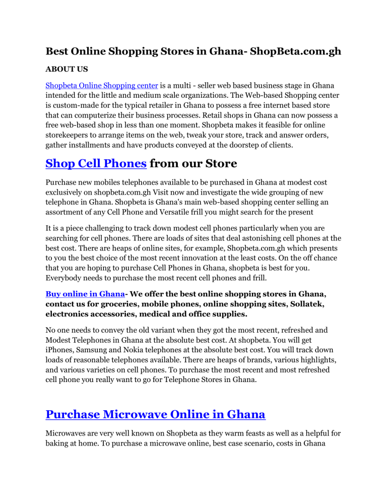 Online Stores in Ghana