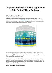 Alpilean Reviews - Is This Ingredients Safe To Use  Read To Know! 