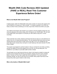 Wealth DNA Code Reviews 2023 Updated (FAKE or REAL) Read This Customer Experience Before Order - Google Docs